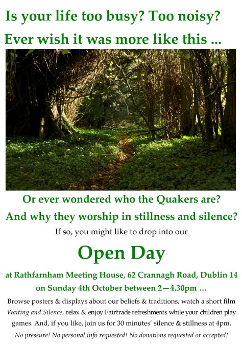 Open Day Rathfarnham 4 Oct 2015